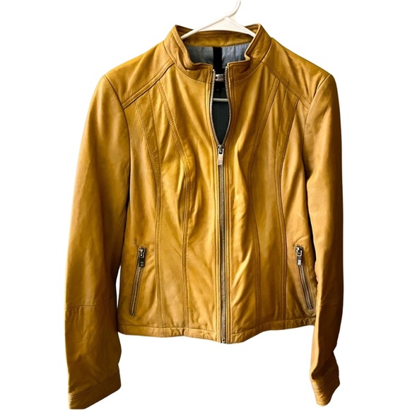 Black Rivet Women's Yellow Leather Jacket - Picture 1 of 1